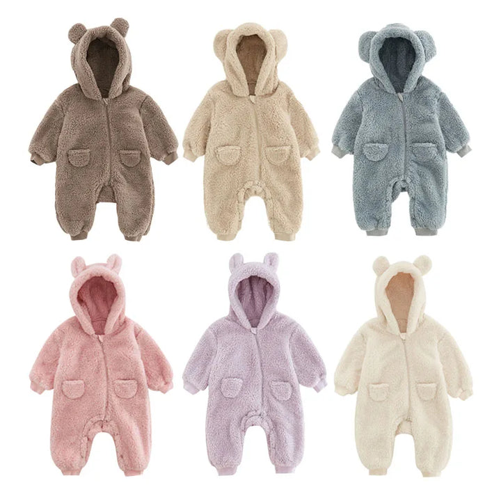 Warm Fleece Baby Rompers - Animal Outwear Jumpsuits