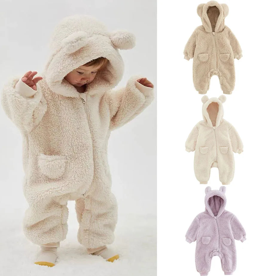 Warm Fleece Baby Rompers - Animal Outwear Jumpsuits