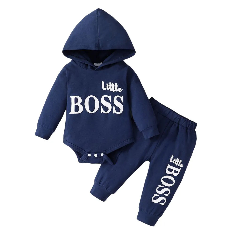 2pcs Baby Boy Keyboard Print Blue Long-sleeve Pullover Sweatshirt and Letter Print Pants Set